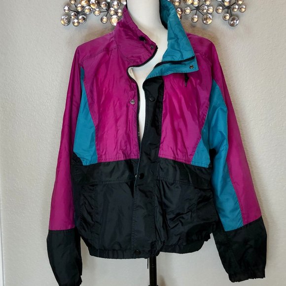 Super 90s Purple and Black Windbreaker Jacket -‎ Size Unisex Medium - Picture 2 of 11